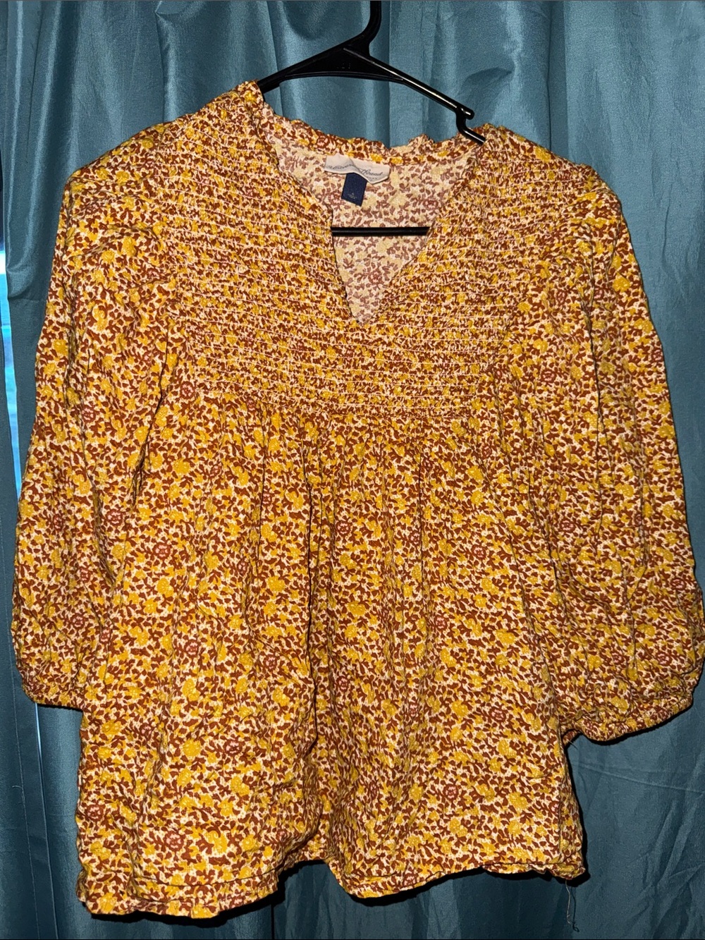 Universal Thread Yellow Floral Smocked Tunic Top